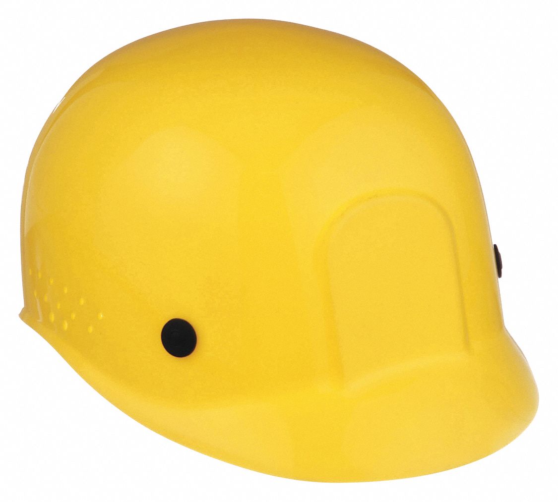 CASQUE SÉCURITÉ SANS FENTE, AÉRÉ, POLYÉTHYLÈNE, BORD AVANT, VERROUILLAGE, JAUNE, TAILLE 6½ À 8