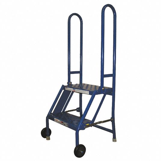 5Step Rolling Ladder, Perforated Step Tread, 70 in Overall Height, 300