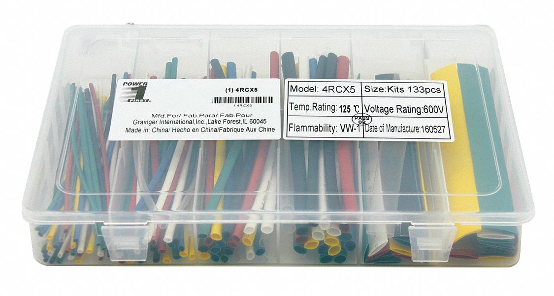 POWER FIRST Heat Shrink Tubing Kit, Thin Wall, Material Polyolefin