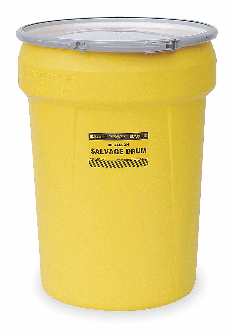 Salvage Drum,Open Head,30 gal.,Yellow