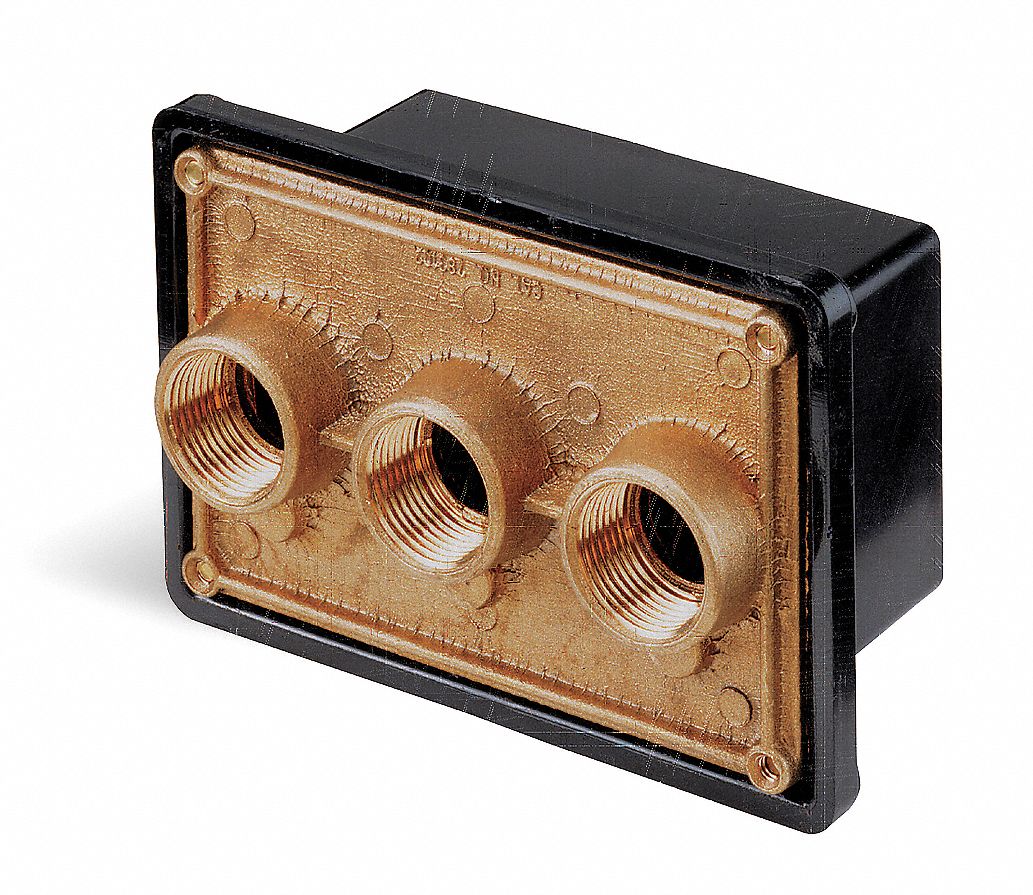 DAYTON 3Tapping Junction Box, Brass 4RG474RG47 Grainger