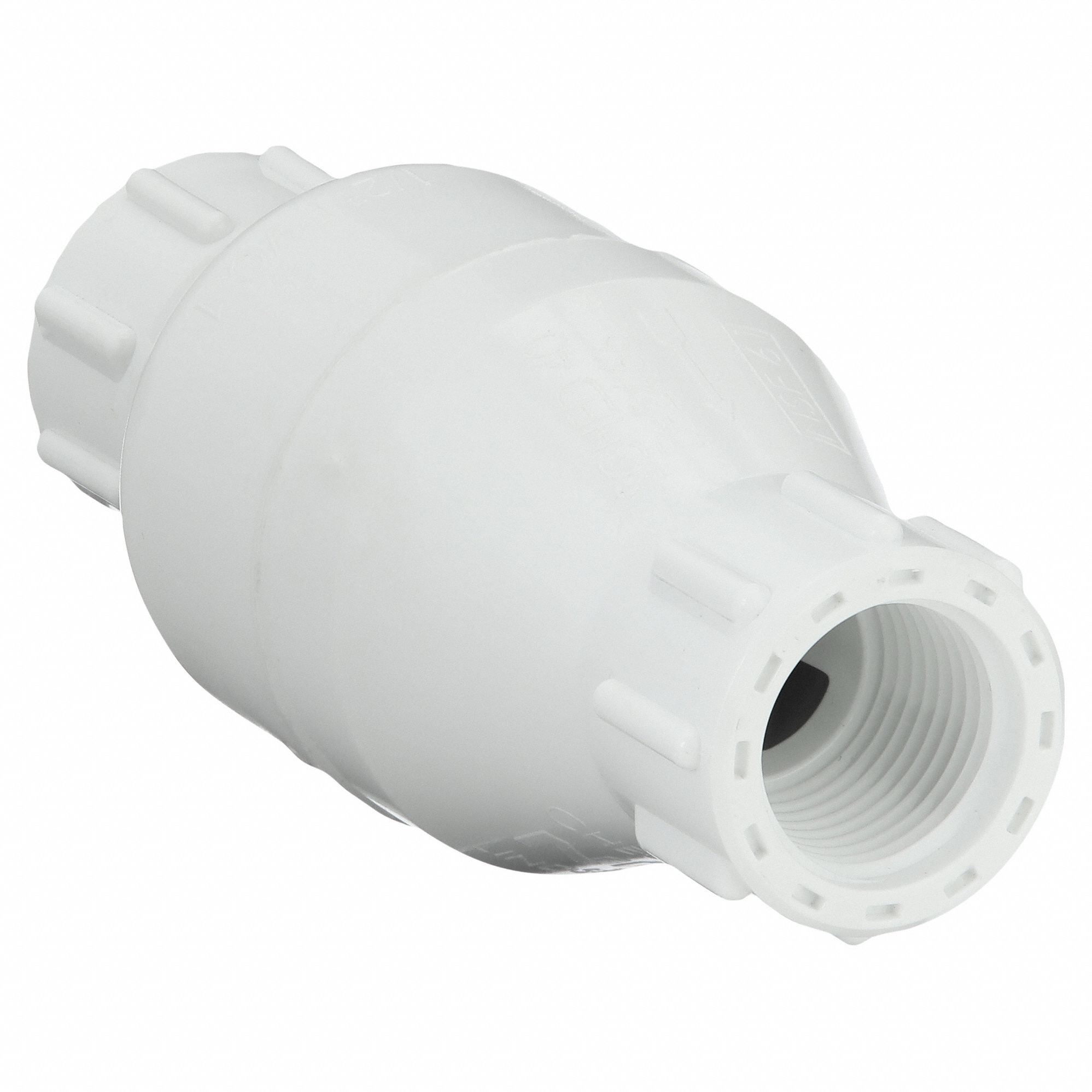 SPRING CHECK VALVE, INLINE VALVE BODY, ½ IN PIPE, FNPT X FNPT, PVC, FEMALE, NPT