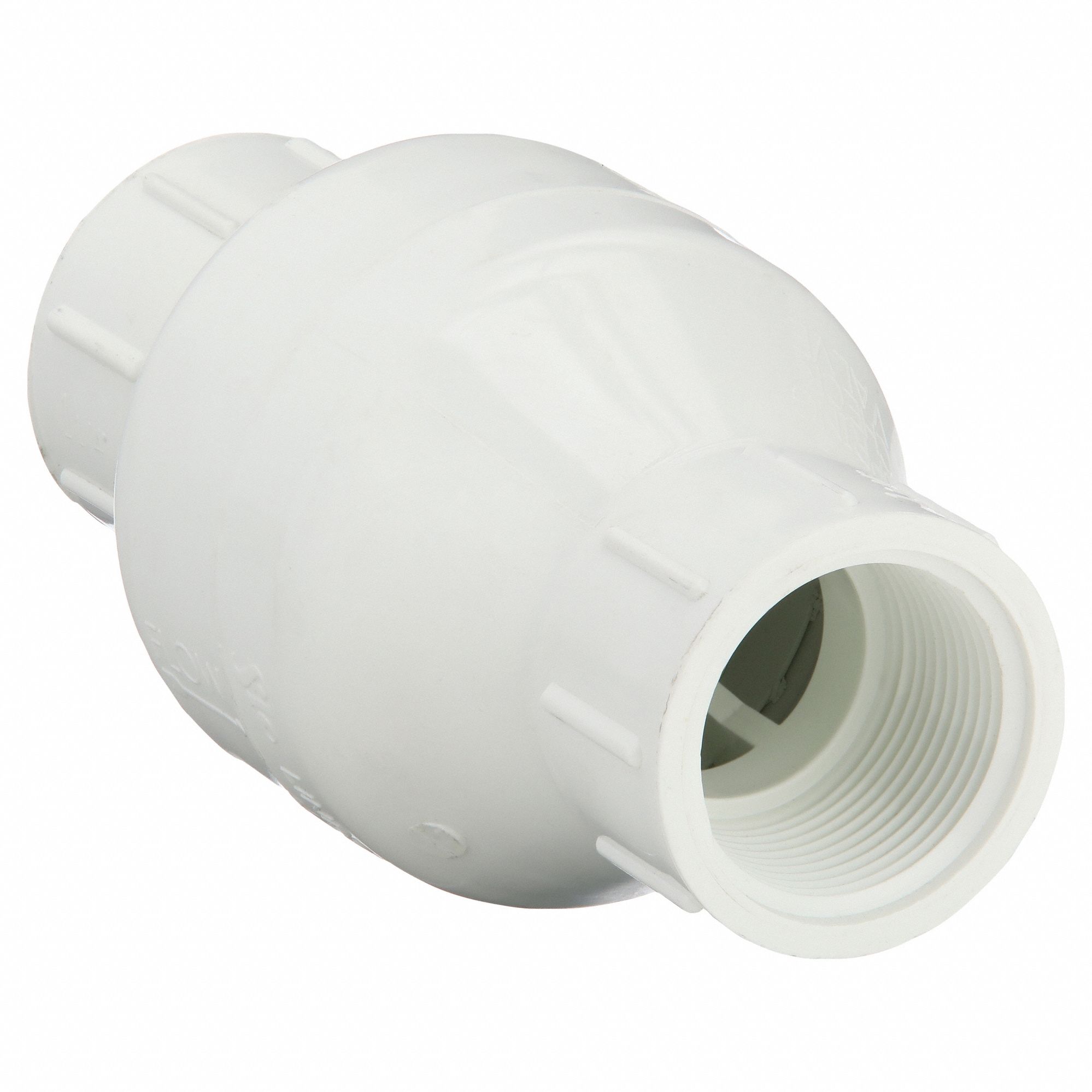 SPRING CHECK VALVE, INLINE VALVE BODY, 1¼ IN PIPE, IPT X IPT, PVC, FEMALE, IPT, IPT