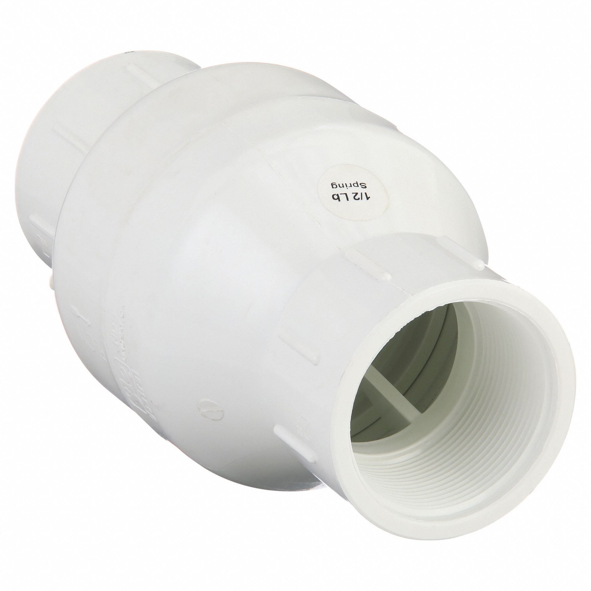 SPRING CHECK VALVE, INLINE VALVE BODY, 2 IN PIPE, IPT X IPT, PVC, FOR GEN PURPOSE