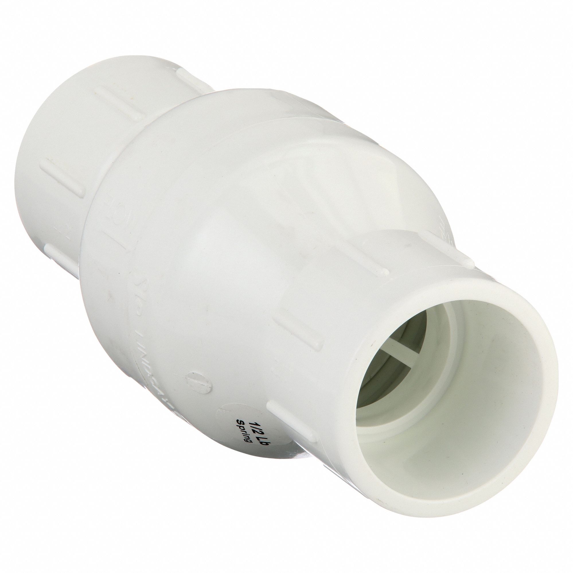 SPRING CHECK VALVE, INLINE VALVE BODY, 1½ IN PIPE, SOCKET X SOCKET, PVC, FEMALE, STANDARD