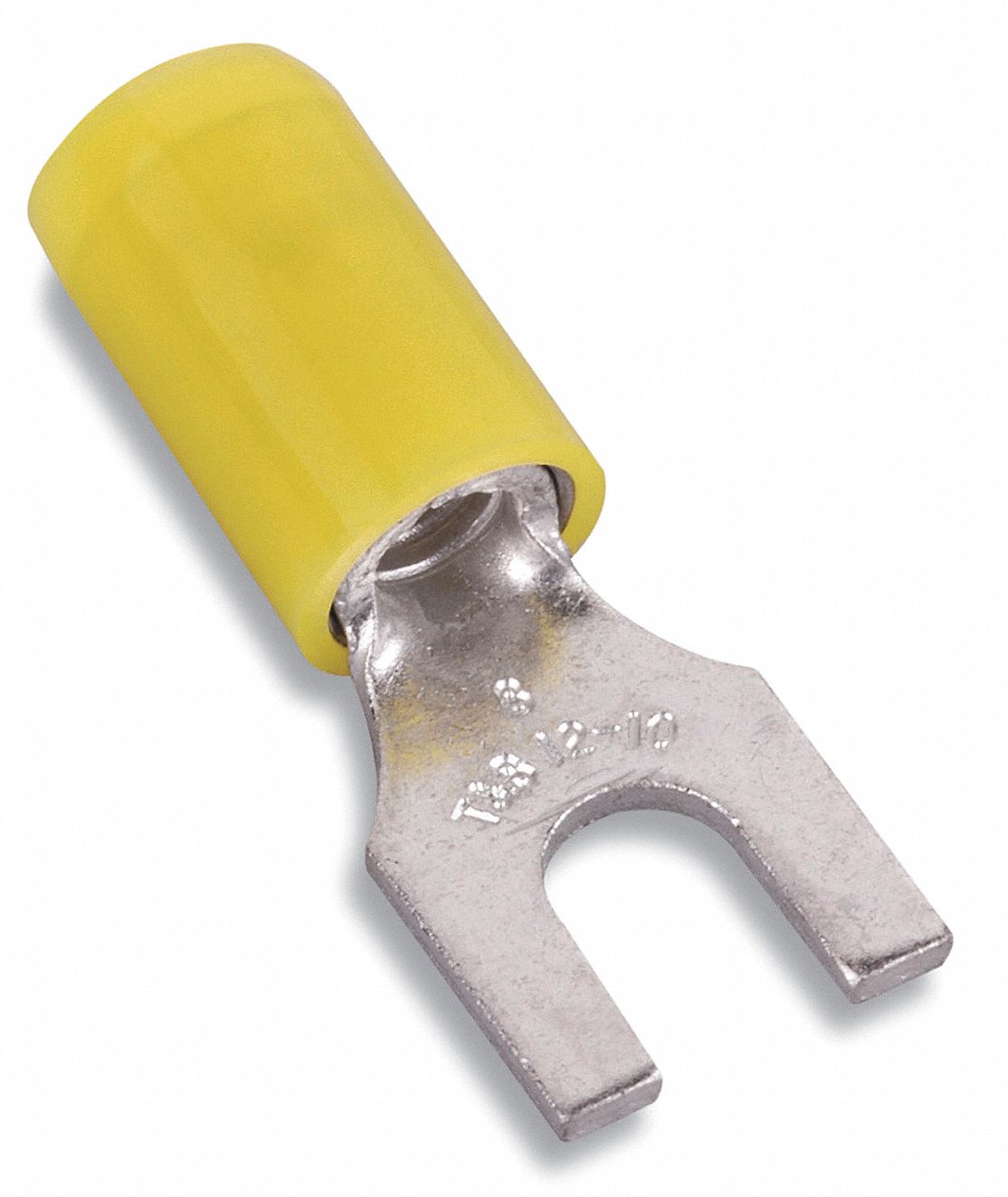 STAKON Fork Terminal Partial Coverage, Yellow, Vinyl, 10 Stud Size, 50 PK 4RGY810RC10F
