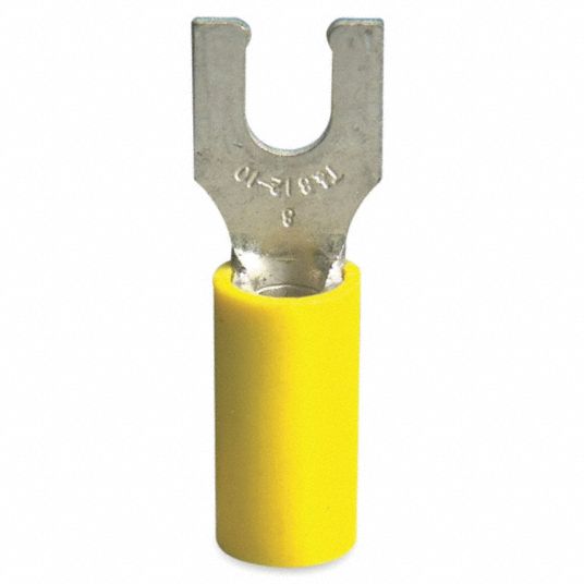 STAKON Fork Terminal Partial Coverage, Yellow, Vinyl, 6 Stud Size