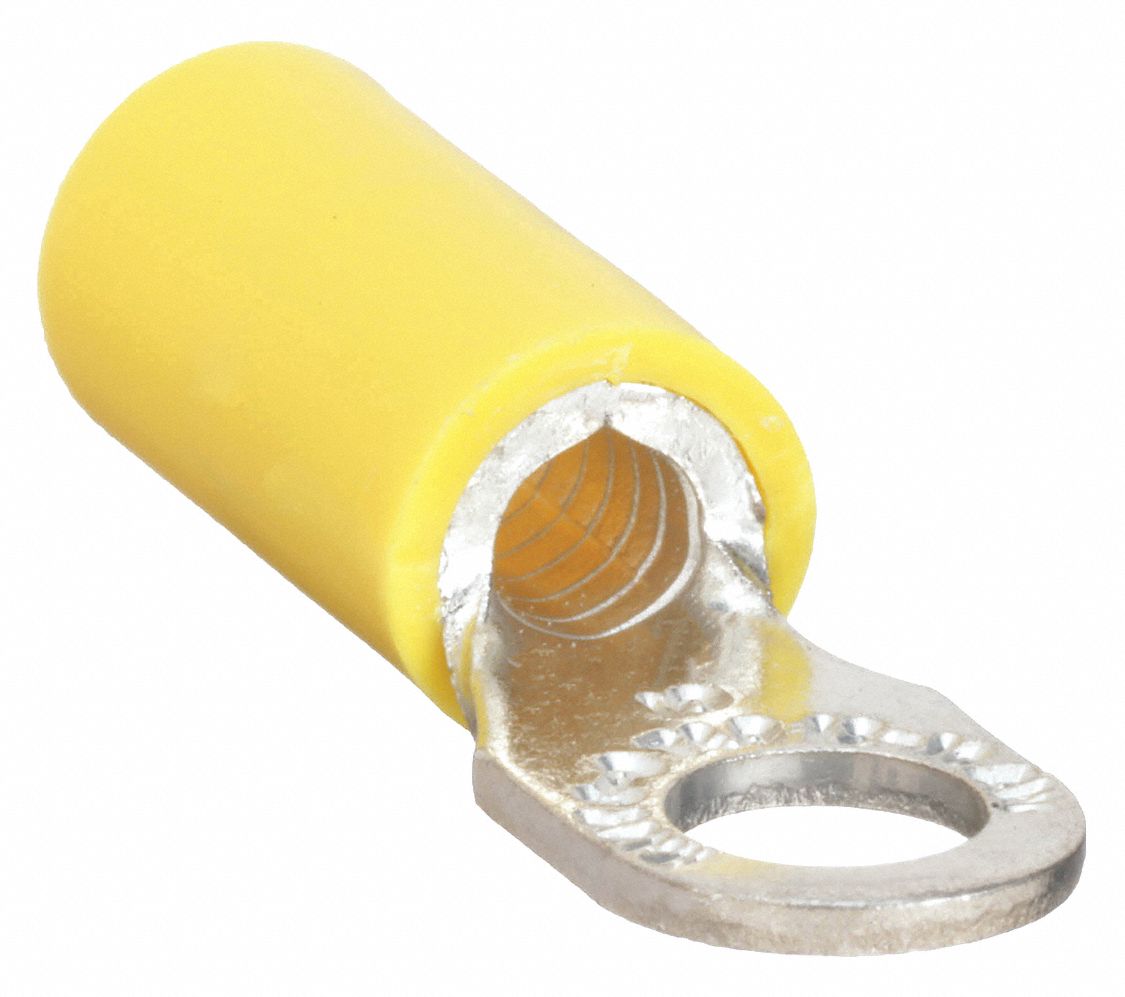 RING TERMINAL, VINYL, YELLOW, 5/16 IN STUD SIZE, 12 AWG TO 10 AWG WIRE SIZE RANGE, 50 PK