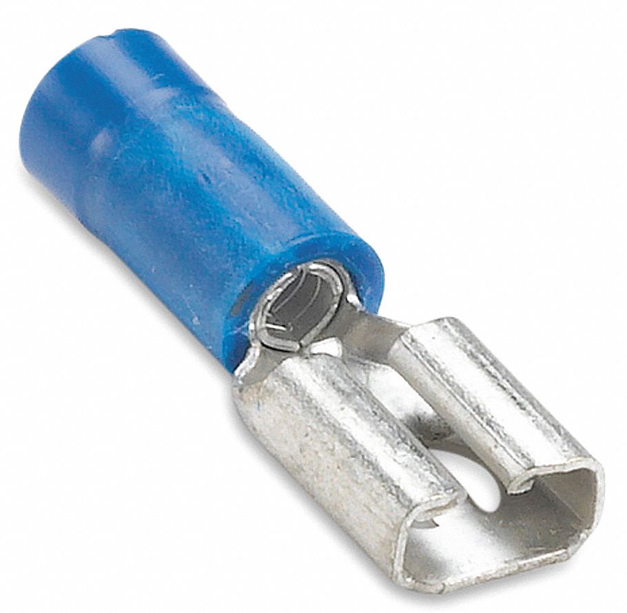 FEMALE DISCONNECT, BLUE, VINYL, PARTIAL COVERAGE, 16 AWG TO 14 AWG WIRE SIZE RANGE, 100 PK