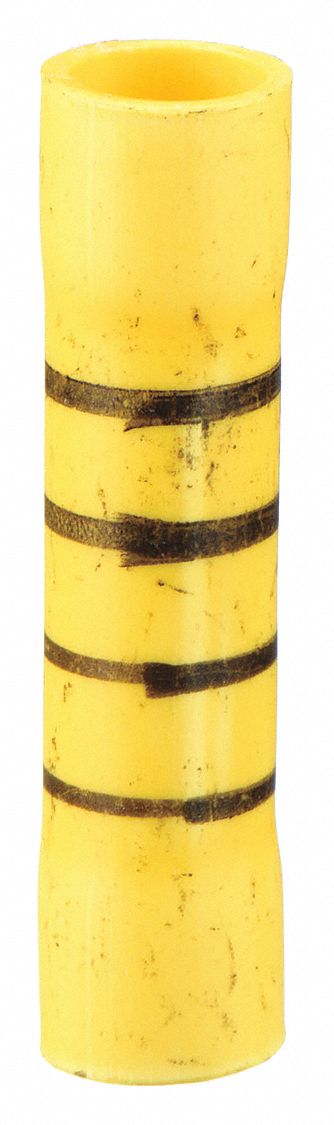 Butt Splice Connector: Yellow, Vinyl, For Wire Size 12 AWG – 10 AWG, 600 V, Pack Qty 50