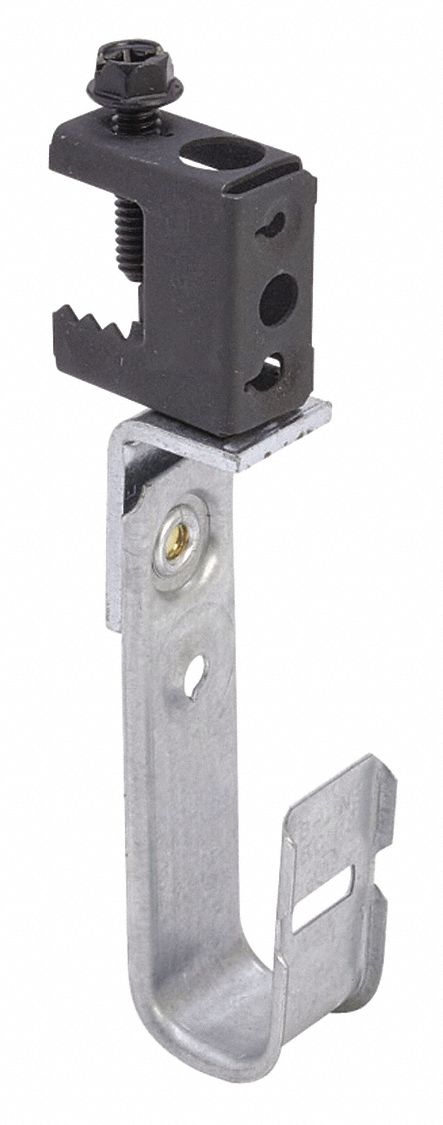 J-Hook,  Mounting Location Beam,  360° Horizontal Rotation,  Silver,  Clamp On