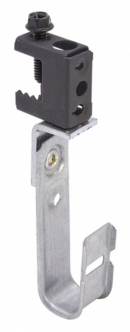 J-Hook: Clamp-On with Locking Latch, 3/4 in Max. Bundle Dia., Galvanized Steel
