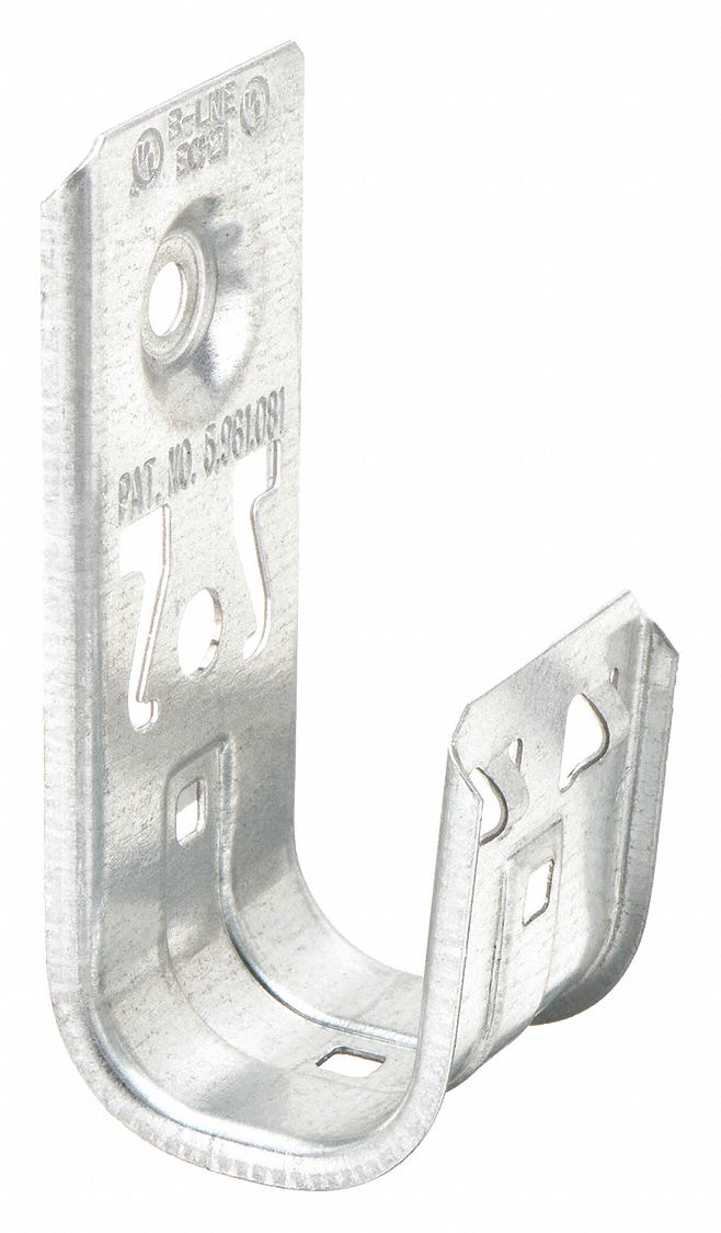 J-Hook: Screw-On with Locking Latch, 1 1/4 in Max. Bundle Dia., Galvanized Steel