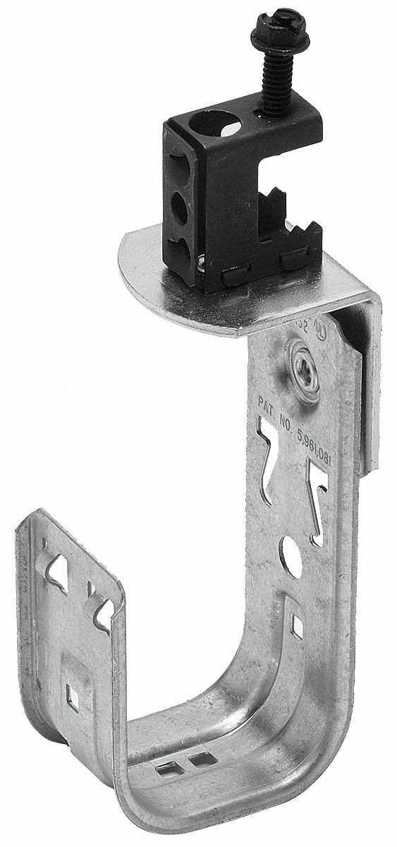 J-Hook,  Mounting Location Beam,  360° Horizontal Rotation,  Silver,  Clamp On