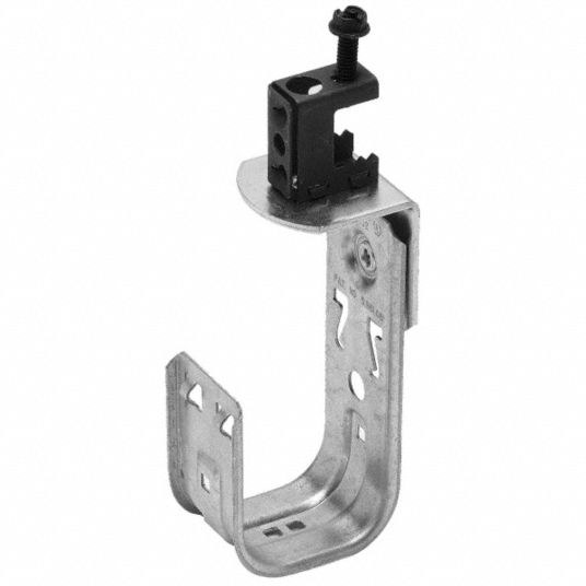 B-LINE BY EATON J-Hook: 2 in Max. Bundle Dia., 30 lb Max. Load Capacity,  Galvanized Steel, Silver