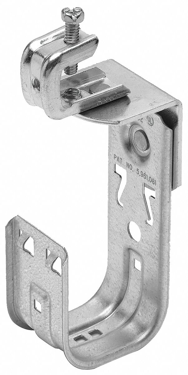 J-Hook: Clamp-On with Locking Latch, 2 in Max. Bundle Dia., 30 lb Max. Load Capacity
