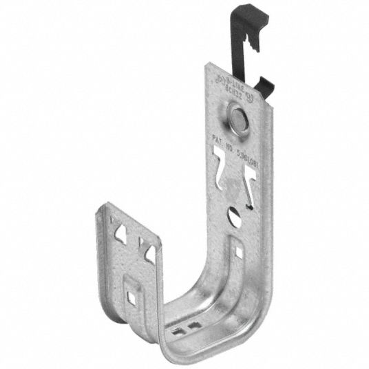 B-LINE BY EATON J-Hook: 2 in Max. Bundle Dia., 25 lb Max. Load Capacity,  Galvanized Steel, Silver