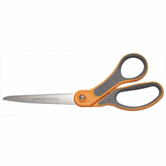 Scissor, For Cardboard, Tape and Small Gauge Wire, Stainless Steel, 3 3/4  in - Grainger