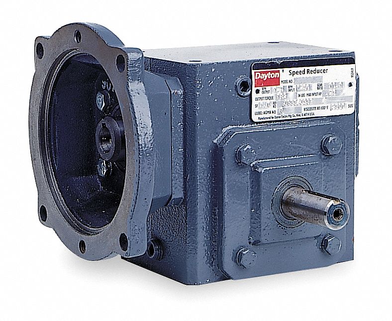 DAYTON Speed Reducer: 60:1, 29 RPM, 1 hp Input Max, 1371 in-lb Output Max,  Keyed, 56C