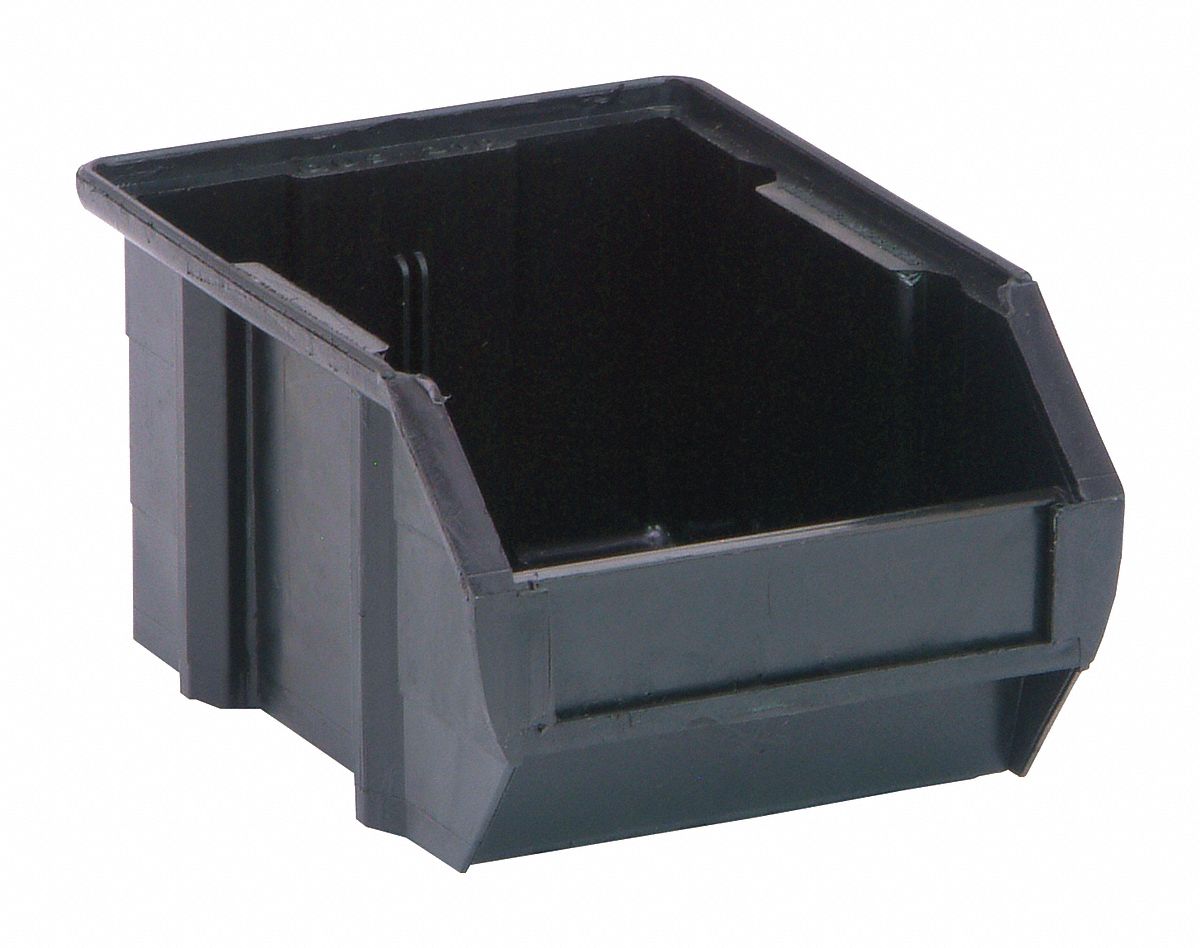 QUANTUM STORAGE SYSTEMS ESD Conductive Bin, Black, 5 3/8 in Outside