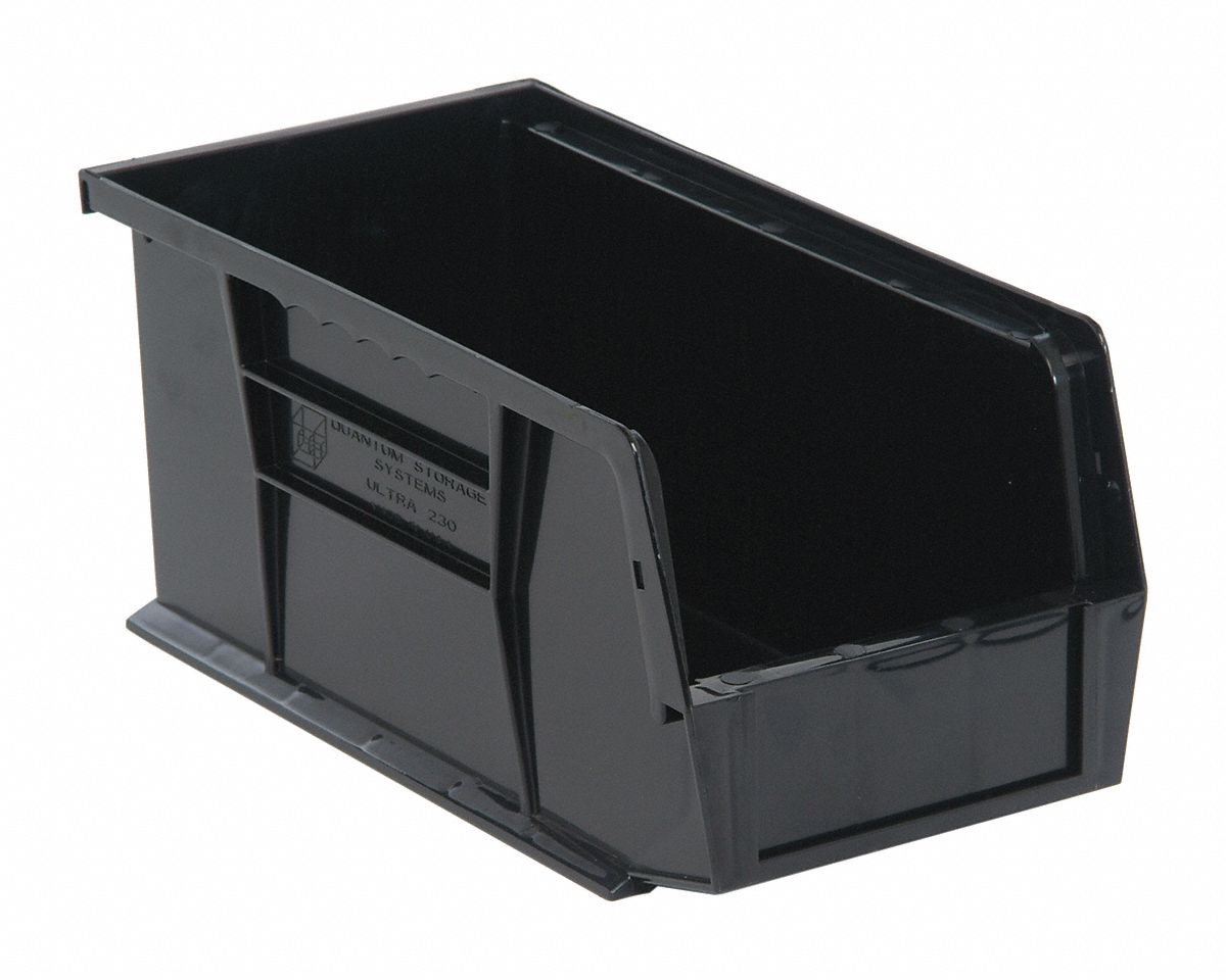 QUANTUM STORAGE SYSTEMS ESD Conductive Bin, Black, 10 7/8 in Outside