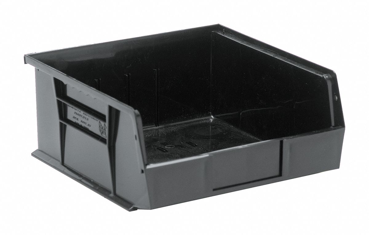 QUANTUM STORAGE SYSTEMS ESD Conductive Bin, Black, 10 7/8 in Outside Length, 11 in Outside Width