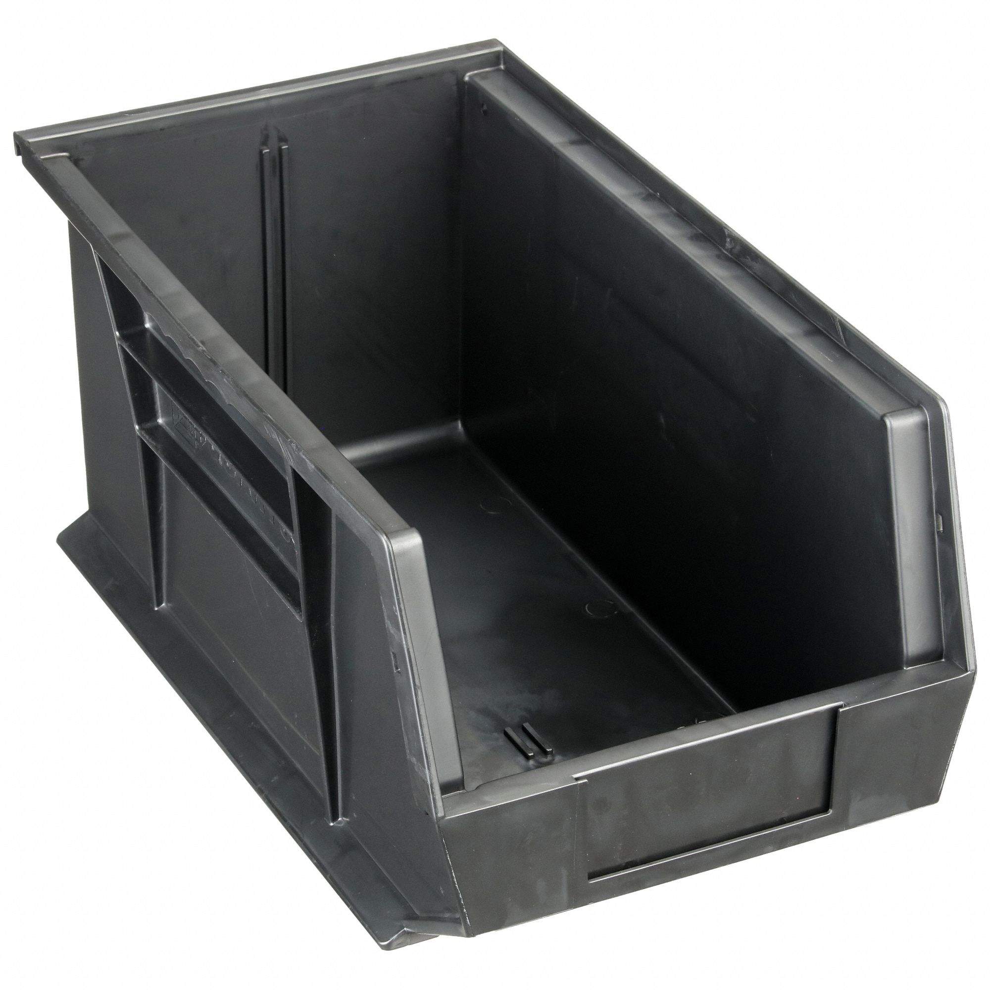Hang and Stack Bin: 8 1/4 in x 14 3/4 in x 7 in, Black, 60 lb Load Capacity