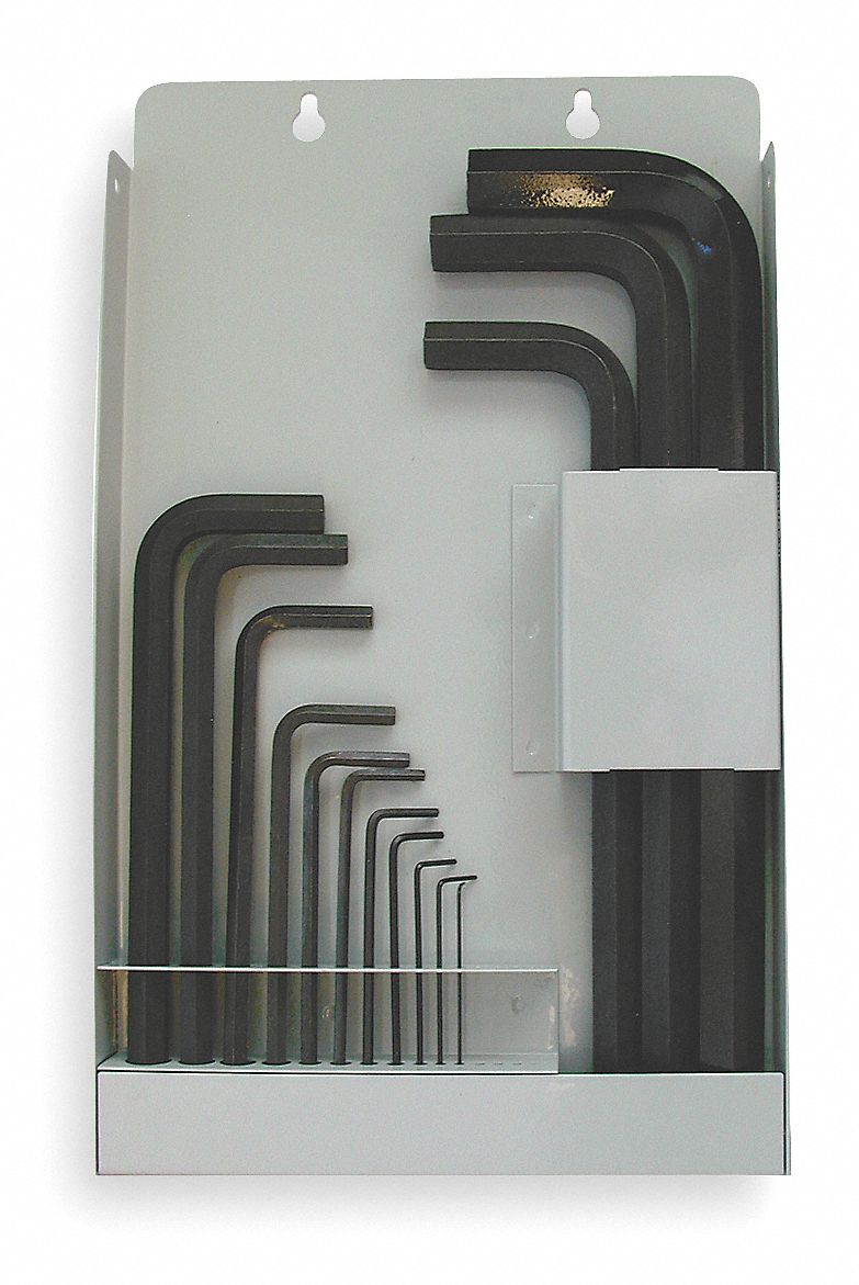 Hex Key Set: 11 - 15 Pieces, Hex-L Long, L, Metric, Std End, Long, 14 Pieces, Organizer