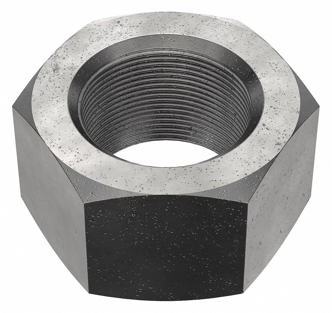 Jam Nut: Jam Hex, 1 3/4"-12 Thread, 2 5/8 in Hex Wd, 1 in Hex Ht, Steel, Not Graded, Black Oxide