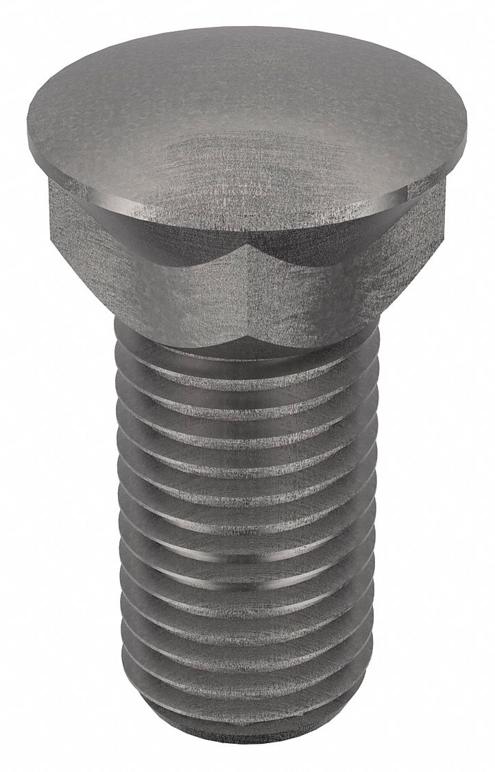 Plow Bolt: #3 Dome, 1"-8 Thread Size, 2 1/2 in Lg, Steel, Grade 8, Black Oxide, 70 PK