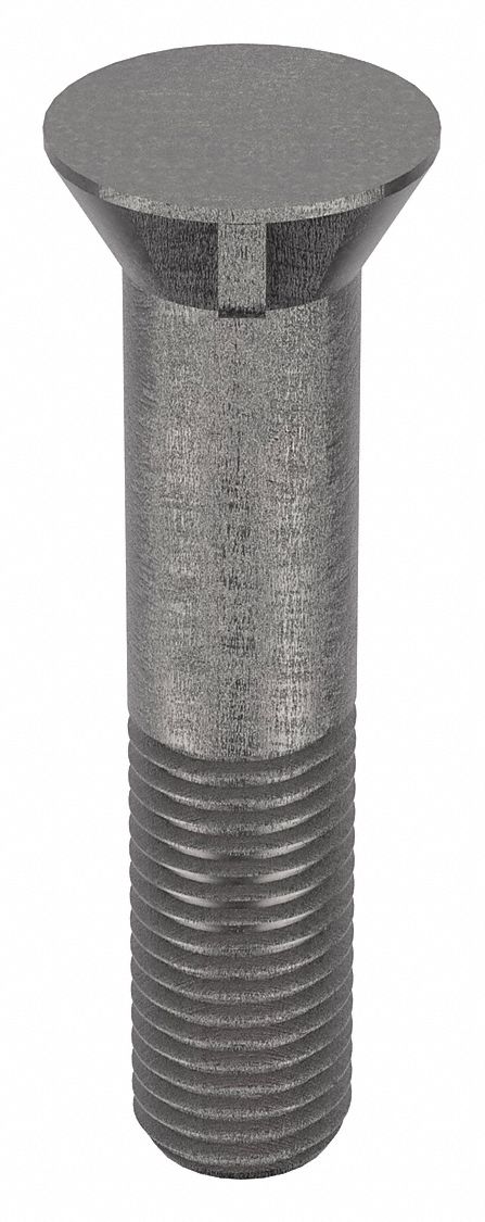 Plow Bolt: #7 with Locking Key, 1"-8 Thread Size, 4 1/2 in Lg, Steel, Grade 8, Black Oxide