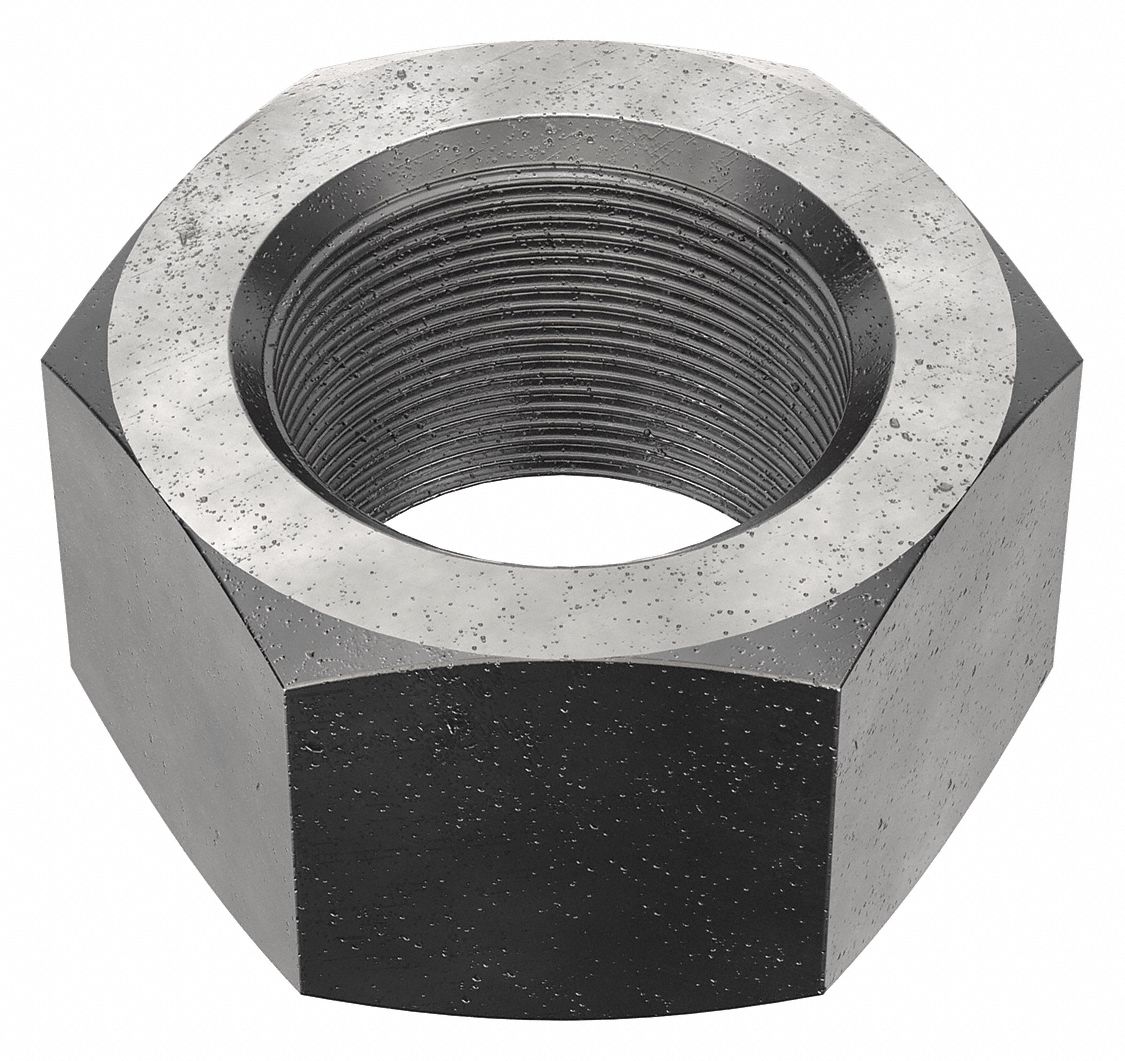 Hex Nut: Std Hex, 2"-12 Thread, 3 in Hex Wd, 1 49/64 in Hex Ht, Alloy Steel, Grade 8, Plain, 17 PK