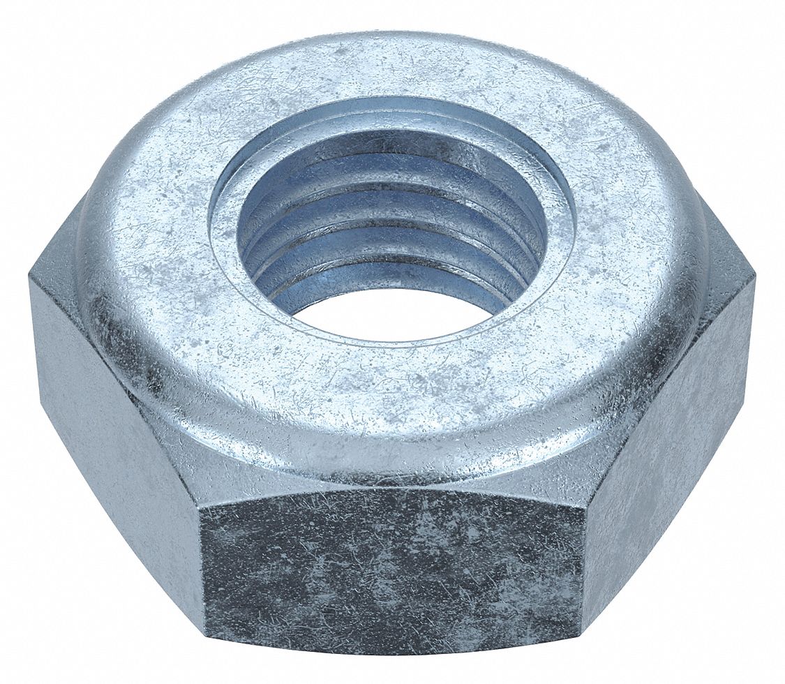 Lock Nut: Nylon Insert, Jam Hex, 1/4"-28 Thread Size, Steel, Grade 2, Zinc-Plated, 3, 500 PK