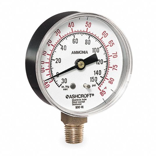 ASHCROFT Compound Gauge, 30" Hg Vac to 150 psi Range, 1/4" NPT, ±323
