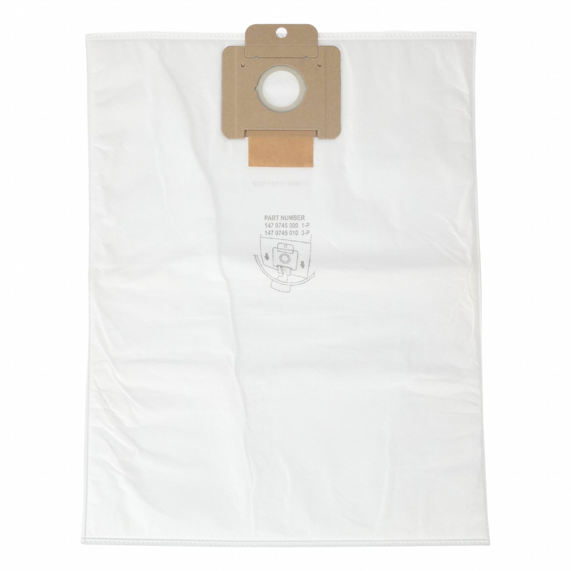 Vacuum Bag: Nilfisk, CFM 118, Wet/Dry, Fleece, 1-Ply, Std, 147 0745 010