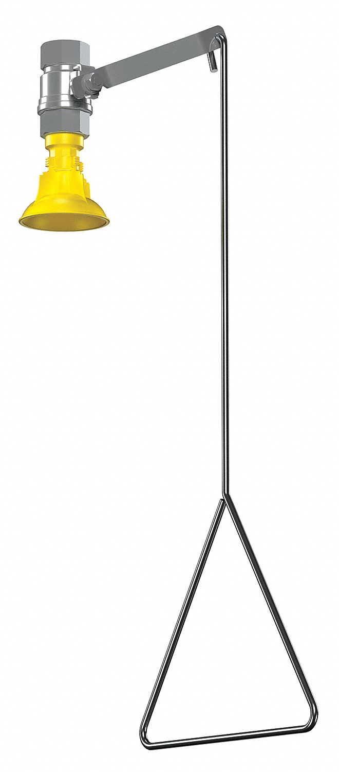 Plumbed Shower: Ceiling Mnt, Plastic Sprayhead, Galvanized Steel Pipe, Yellow, 1 in NPT Male