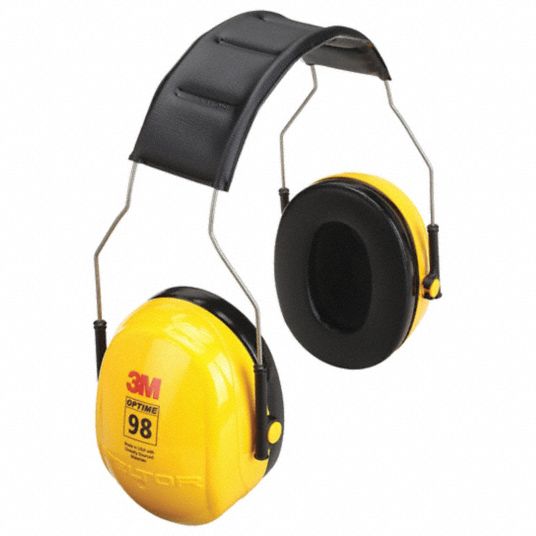 3M Peltor Optime 98 Yellow/Black, Over-The-Head Earmuffs, NRR 25