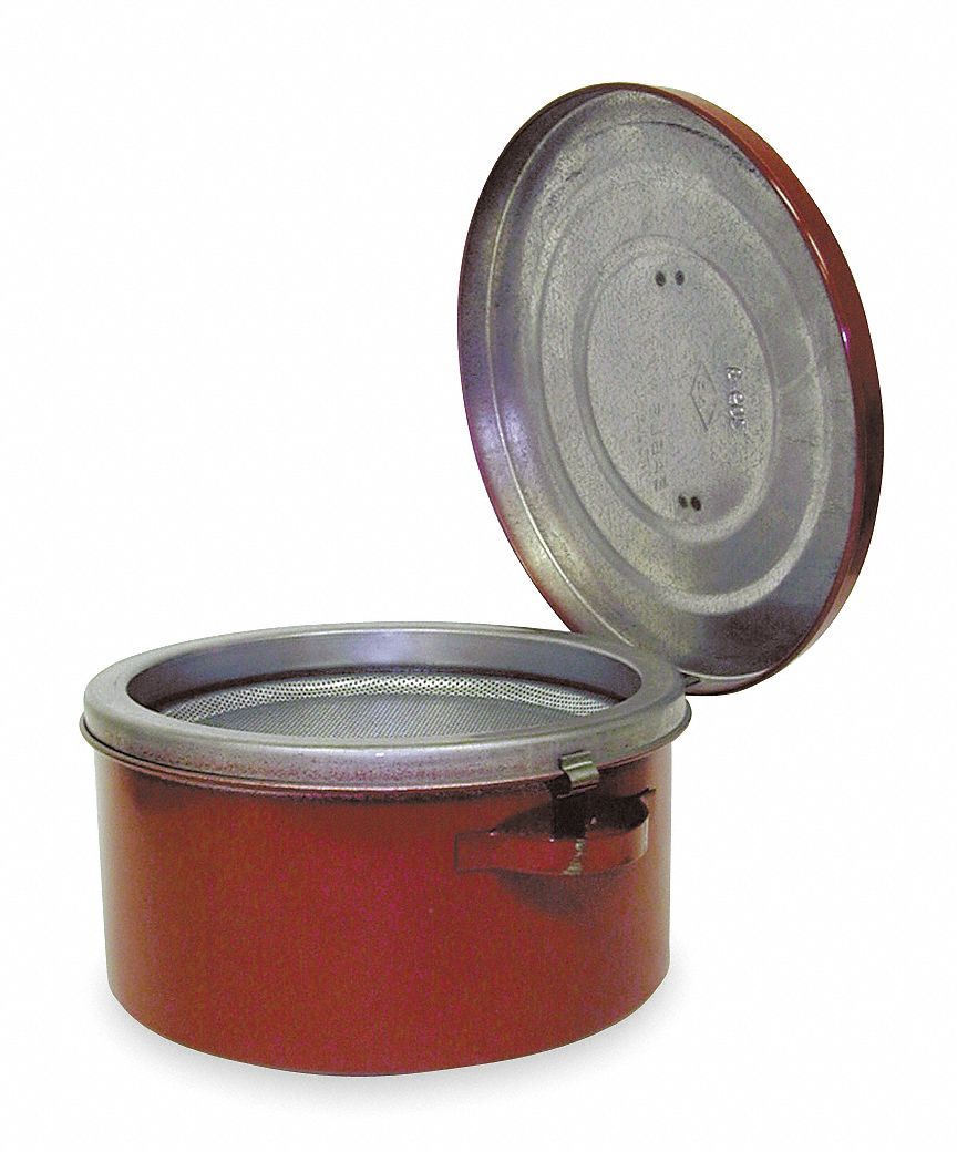 3KN44 - Bench Can 1 Qt. Galvanized Steel Red