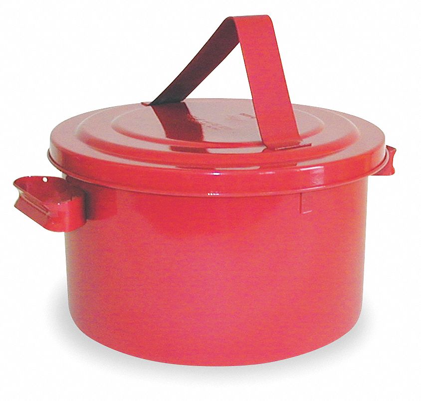 BENCH CAN, 2 GAL, RED, GALVANIZED STEEL, 7 IN H, 11¼ IN OUTSIDE DIAMETER, POWDER COATED