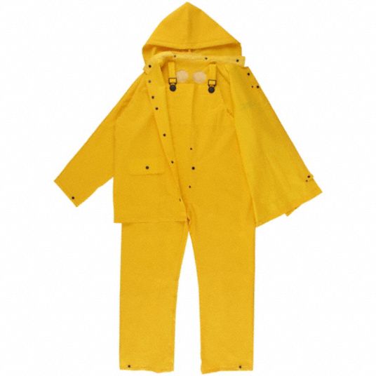 CONDOR, Yellow, XL, 3-Piece Rainsuit with Detachable Hood - 4T227|4T227 ...