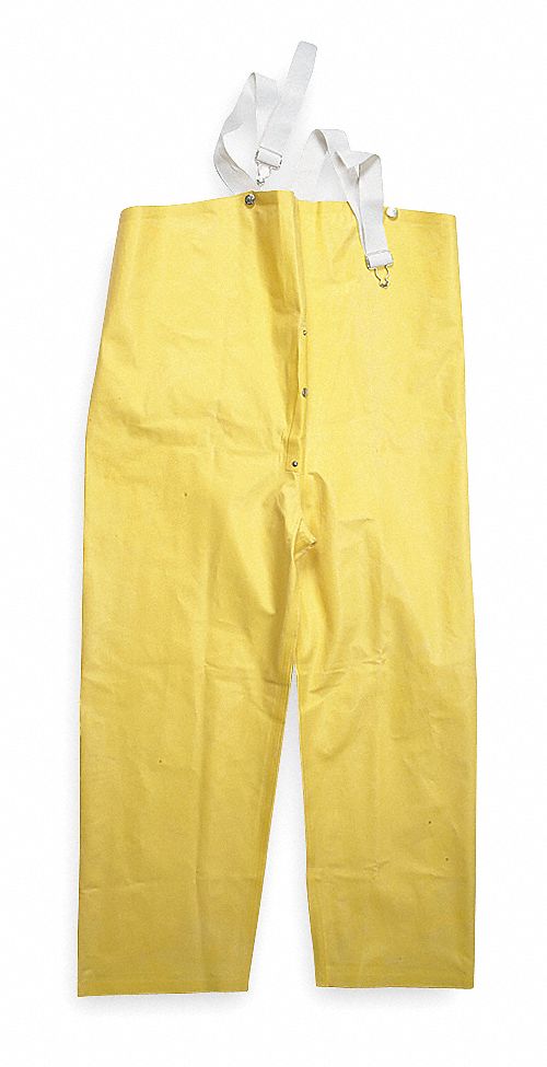 RAIN BIB OVERALLS, SBR, S, YELLOW, 28 X 38, 18 MIL, SNAPS