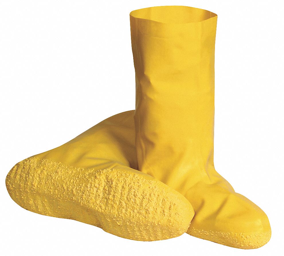 COUVRE-BOTTES HOMME, L, POINTURE 10-11, LATEX, JAUNE, À ENFILER, 12 PO H, IMPERMÉABLES