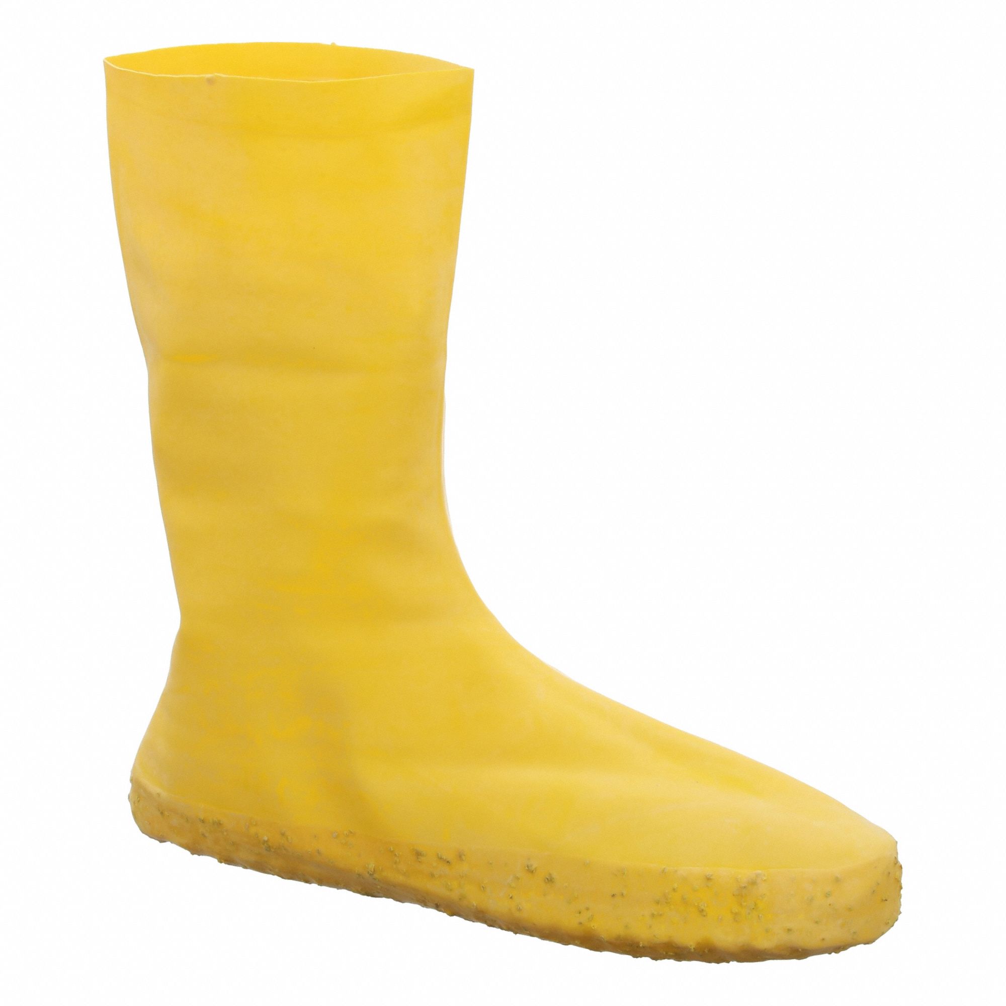 Overboot: Yellow, Mid-Calf Shoe, Ribbed, Latex, 12 to 13 Shoe Size, 1 PR