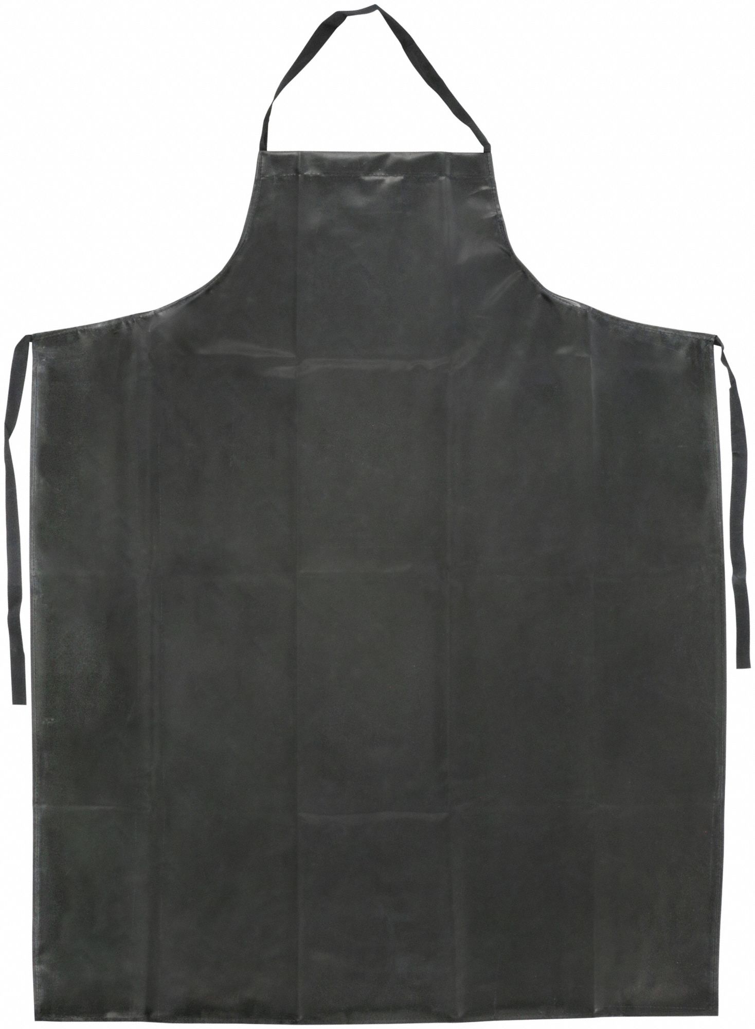 CHEMICAL-RESISTANT BIB APRON, 16 MIL, 45 IN L, TIE, SERGED SEAM, BLACK