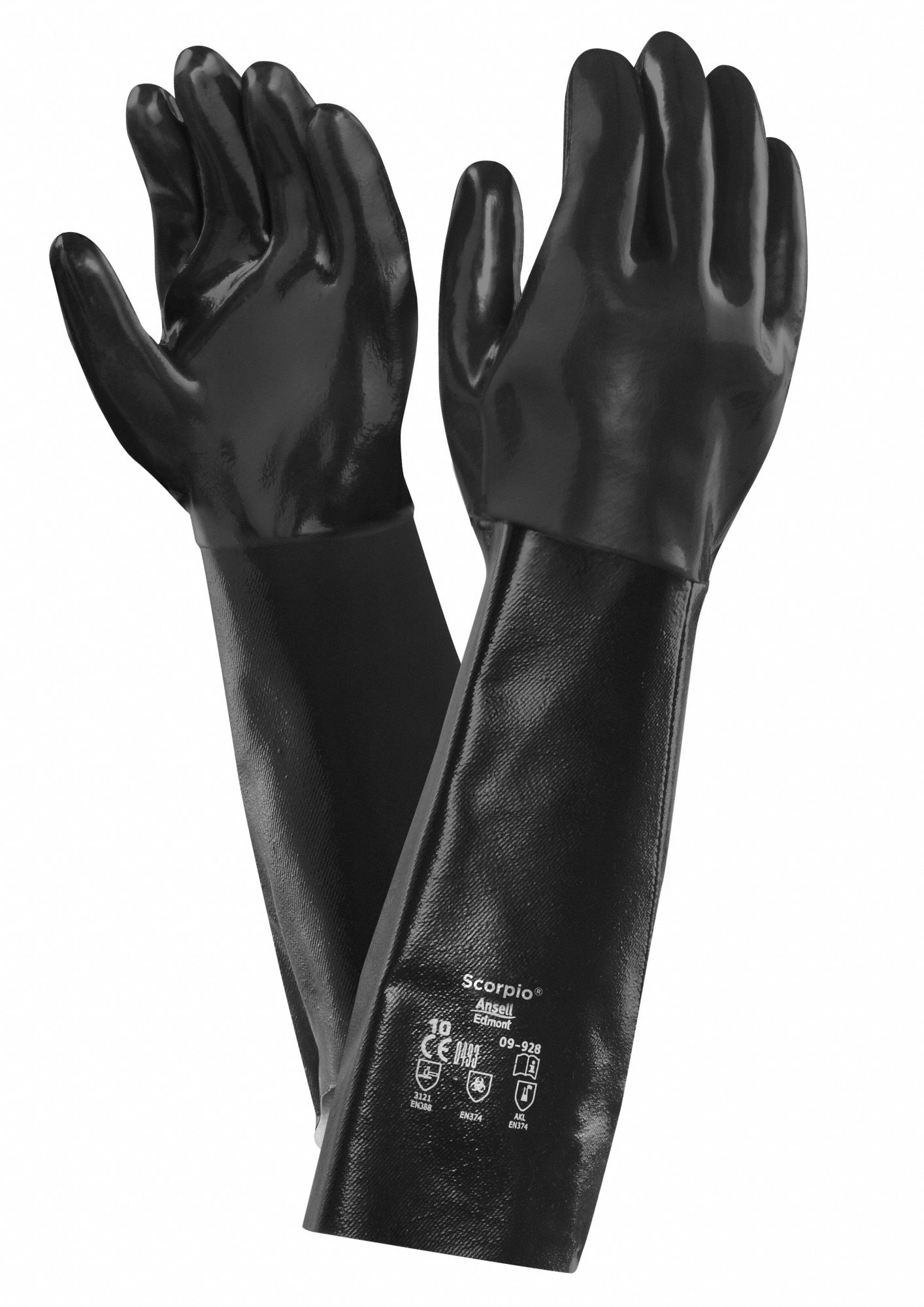 ALPHATEC Chemical Resistant Gloves 80 mil Glove Thick, 18 in Glove Lg