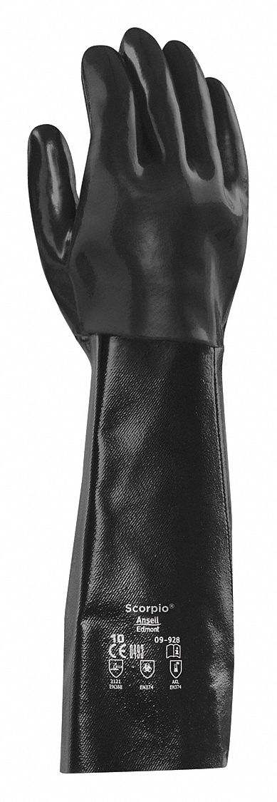 ChemResistantGloves Blk Gauntlet 10 PR