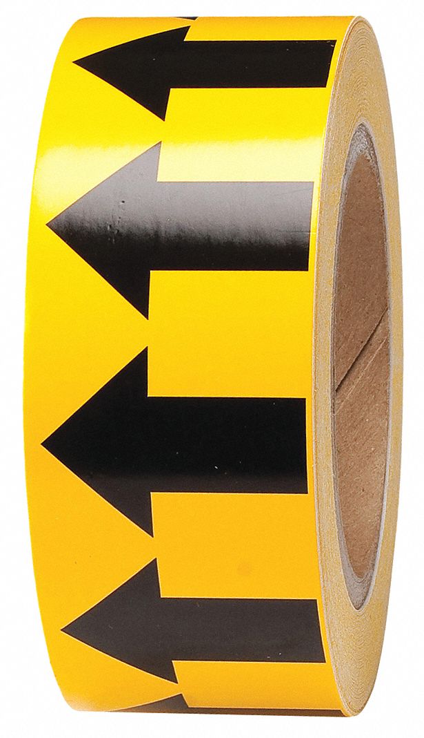 Yellow, Black, Pipe Marking Tape 4T56391420 Grainger