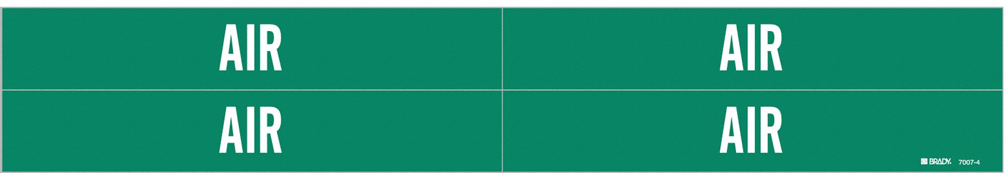 Pipe Marker: Air, Green, White, Fits 3/4 to 2 3/8 in Pipe O.D., 4 Pipe Markers, Without Arrows