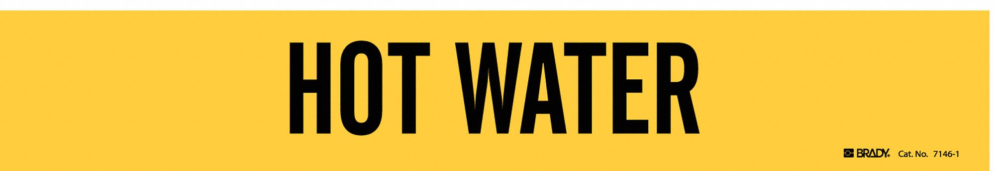 Pipe Marker: Hot Water, Yellow, Black, Fits 2 1/2 to 7 7/8 in Pipe O.D., 1 Pipe Markers