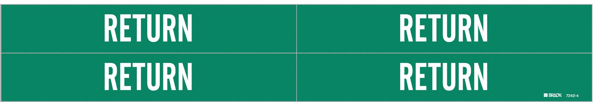 Pipe Marker: Return, Green, White, Fits 3/4 to 2 3/8 in Pipe O.D., 4 Pipe Markers, Without Arrows